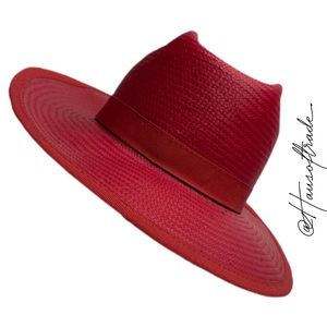 MAXMARA Weekend Rolle Red Straw Ribbon Hat
